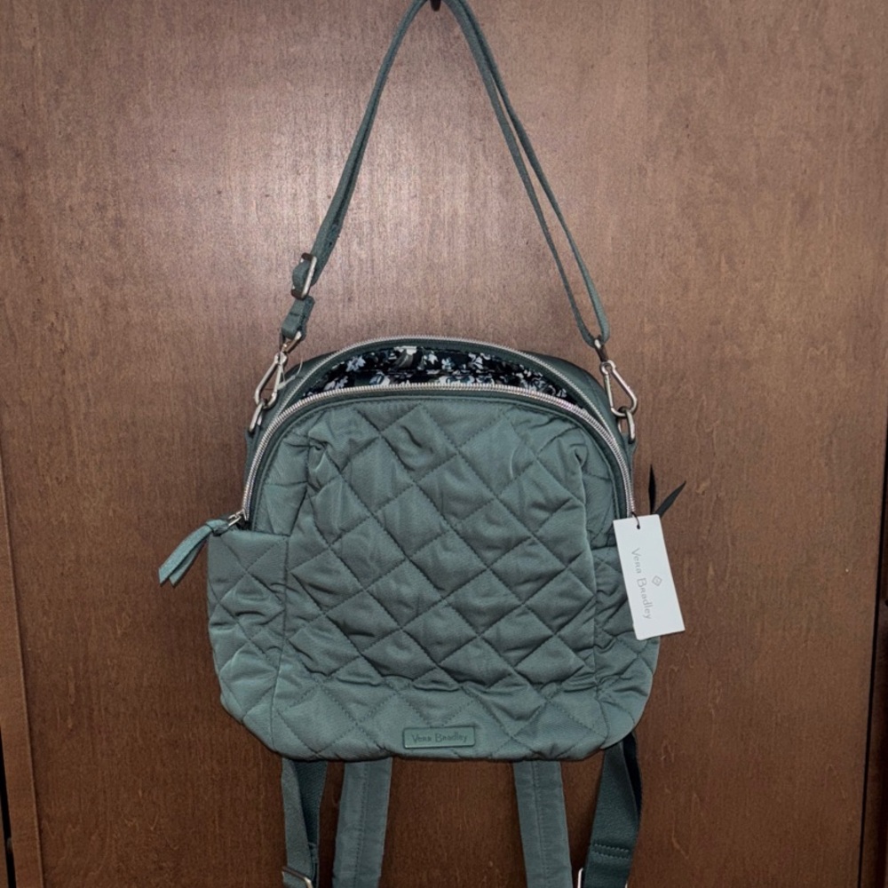 Vera Bradley Quilted Backpack in Forest Green